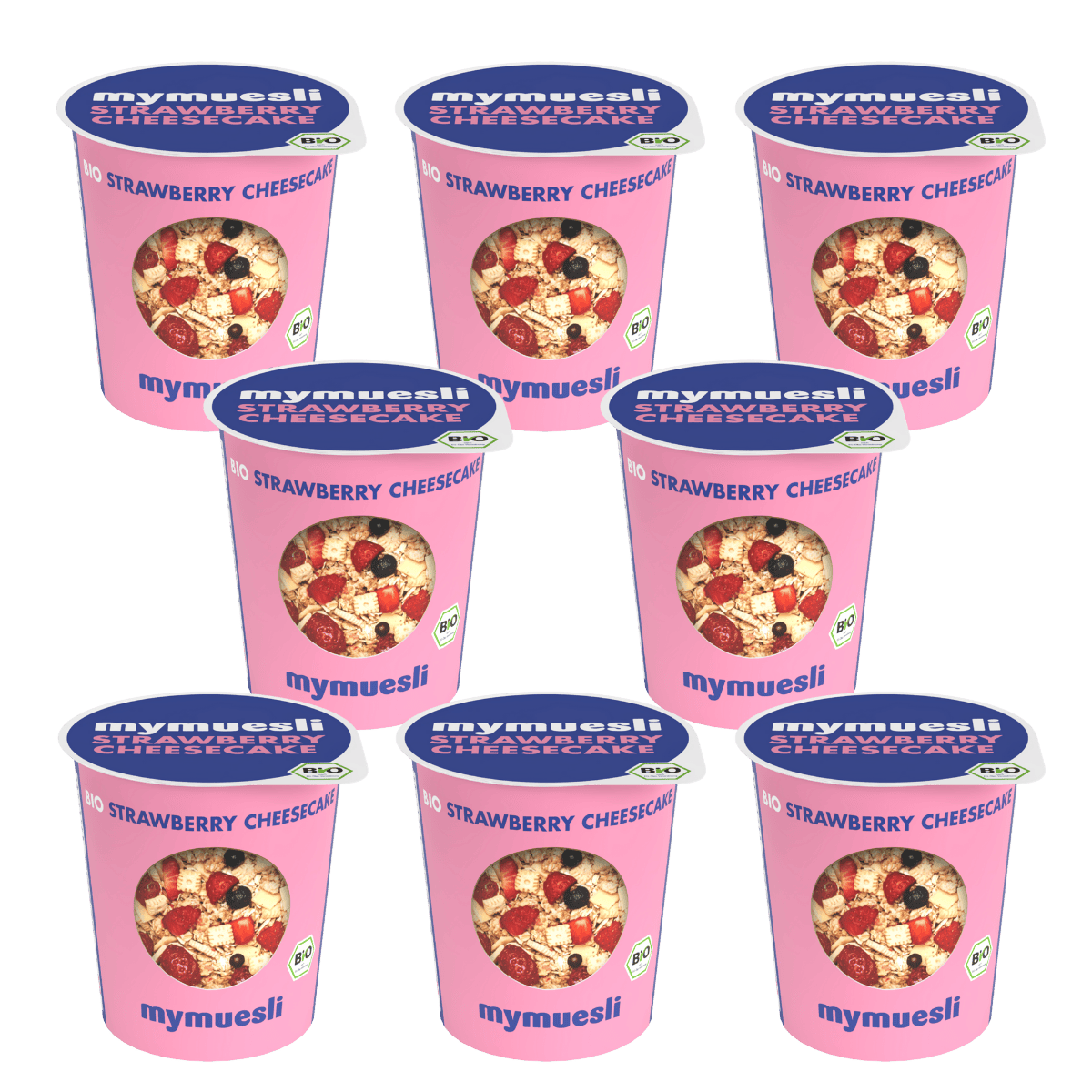 mymuesli-strawberry-cheesecake-portionsbecher-8x-85g image 1