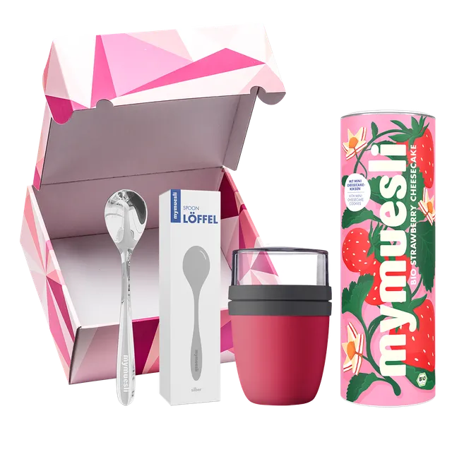 mymuesli-strawberry-cheesecake-lover-geschenkset-mit-to-go-becher image 1