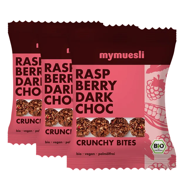 mymuesli-crunchy-bites-raspberry-dark-choc-bio-snack-3x50g image 1
