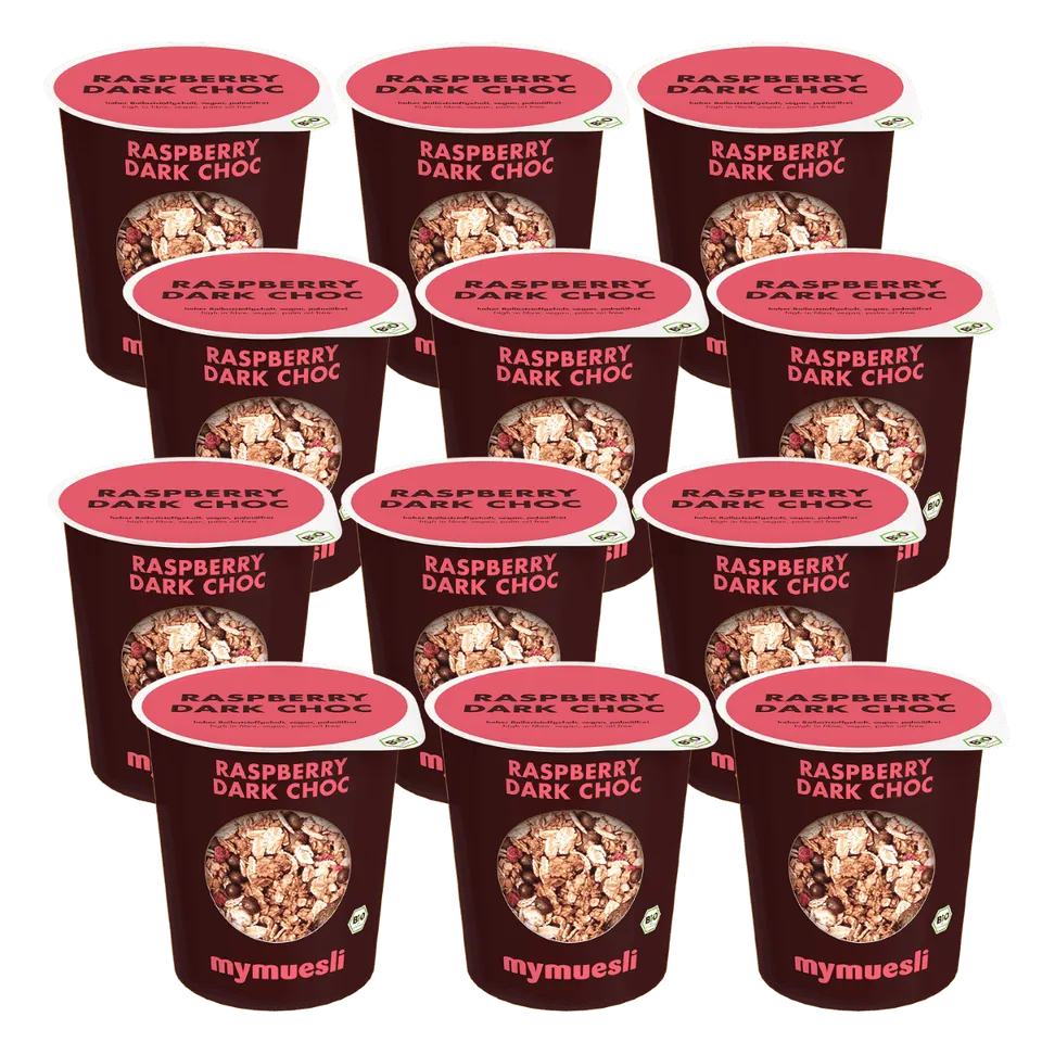 mymuesli-raspberry-dark-choc-m-sli-portionsbecher-12er-pack image 1