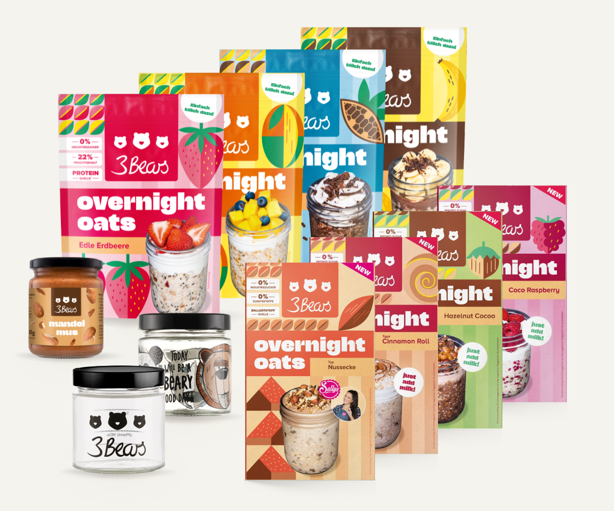 3bears-overnight-oats-meal-prep-set-maxi-7-sorten-nussmus-xxl-glas image 2