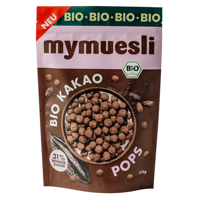 mymuesli-cacao-pops-bio-cerealien-mit-kakao-31-weniger-zucker image 1
