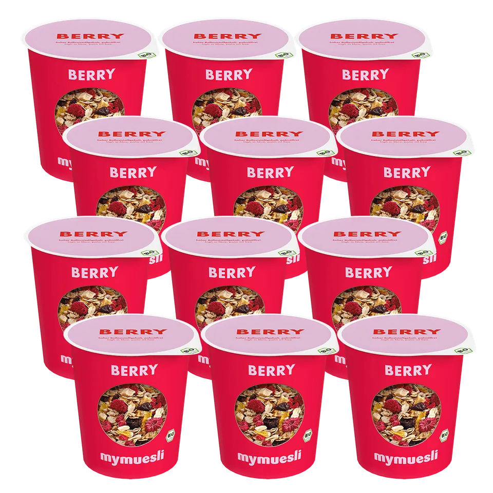 mymuesli-berry-portionsbecher-12er-pack-erdbeere-himbeere-johannisbeere image 1