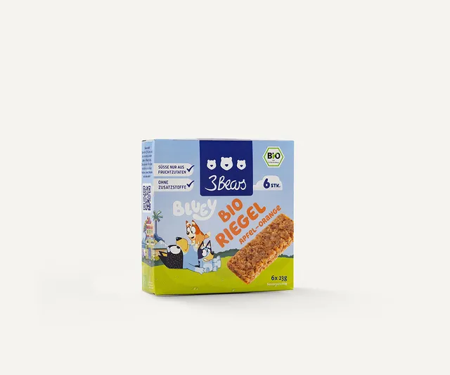 3bears-bluey-bio-riegel-apfel-orange-6-bio-m-sliriegel-aus-vollkornhafer image 1