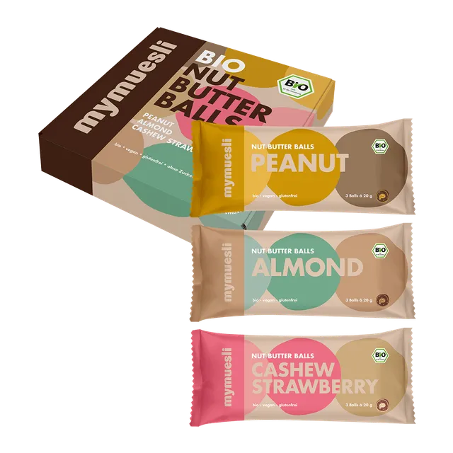 mymuesli-nut-butter-balls-3er-box-bio-erdnuss-mandel-cashew-strawberry image 1