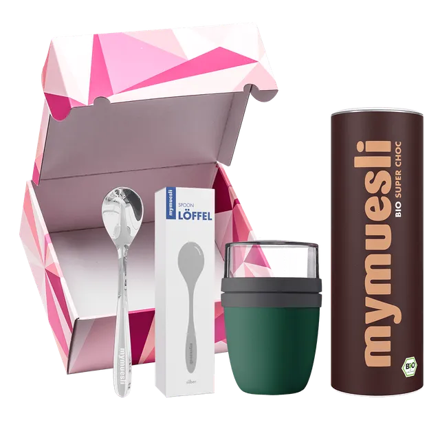 mymuesli-chocoholic-geschenkset-super-choc-m-sli-575g-to-go-becher-l-ffel image 1