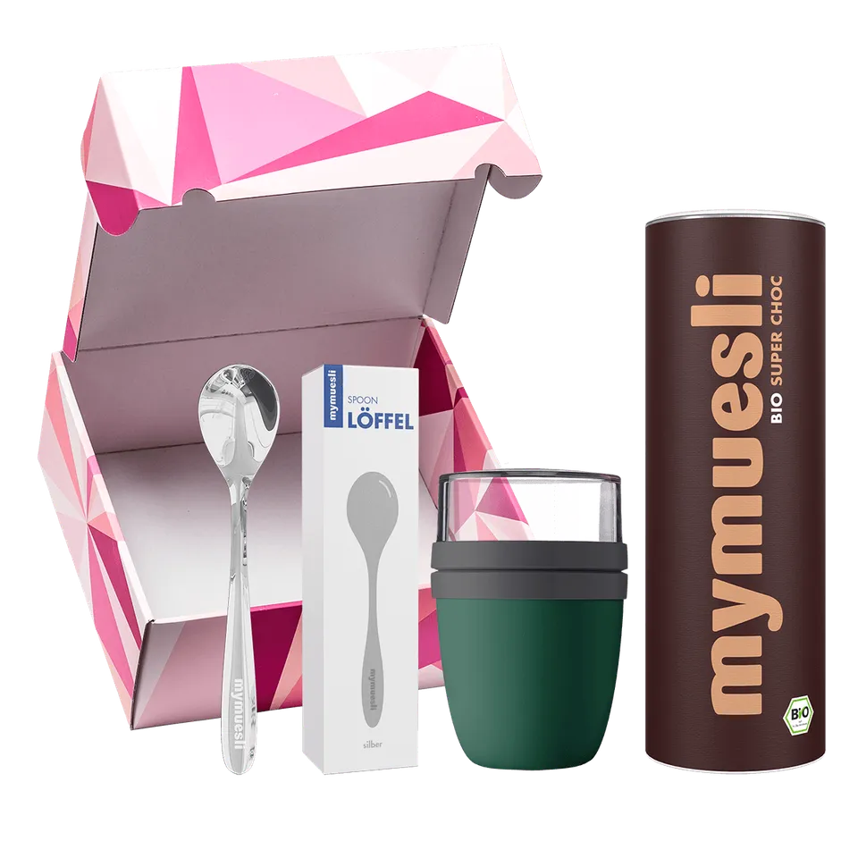 mymuesli-chocoholic-geschenkset-super-choc-m-sli-575g-to-go-becher-l-ffel image 1