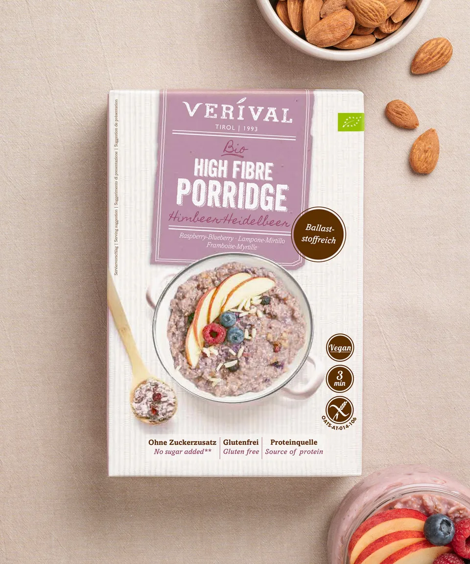 verival-bio-high-fibre-porridge-himbeer-heidelbeer-porridge-ohne-zuckerzusatz image 1