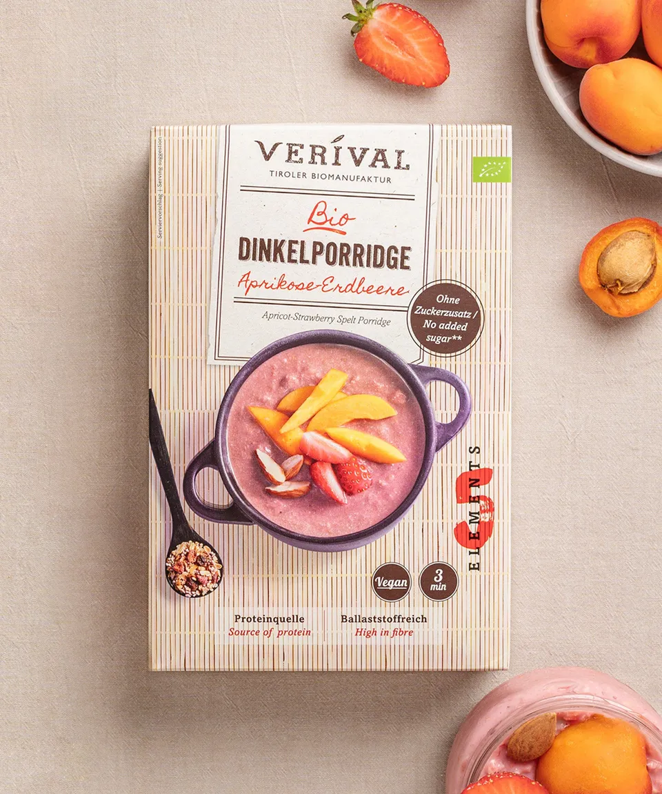 verival-bio-dinkelporridge-aprikose-erdbeer-porridge image 1