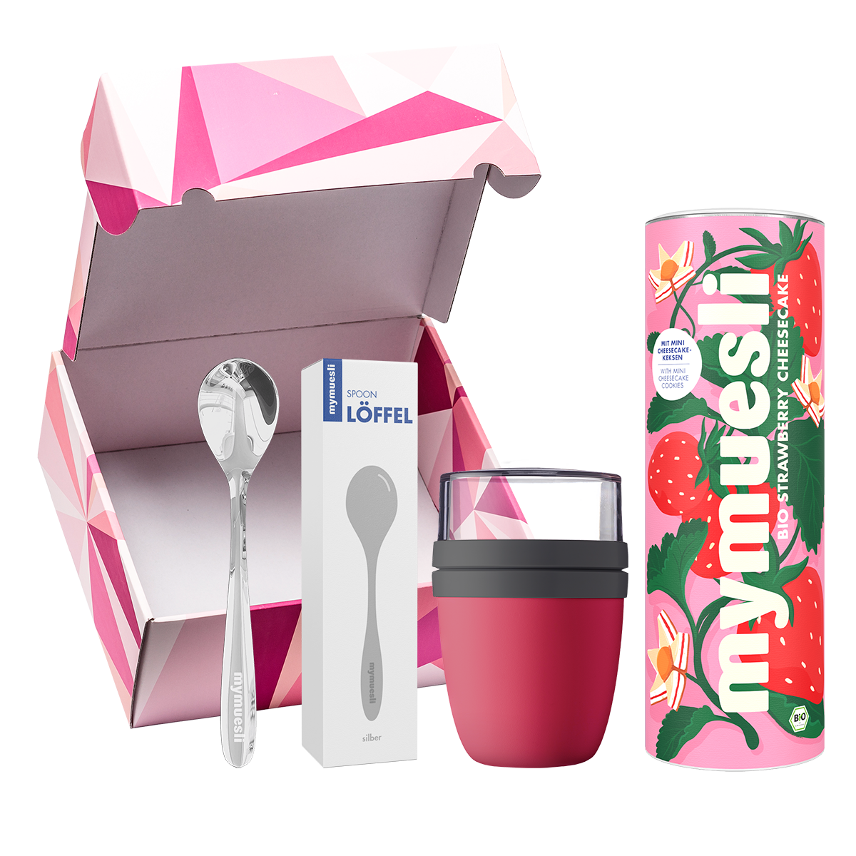 mymuesli-strawberry-cheesecake-lover-geschenkset-mit-to-go-becher image 1