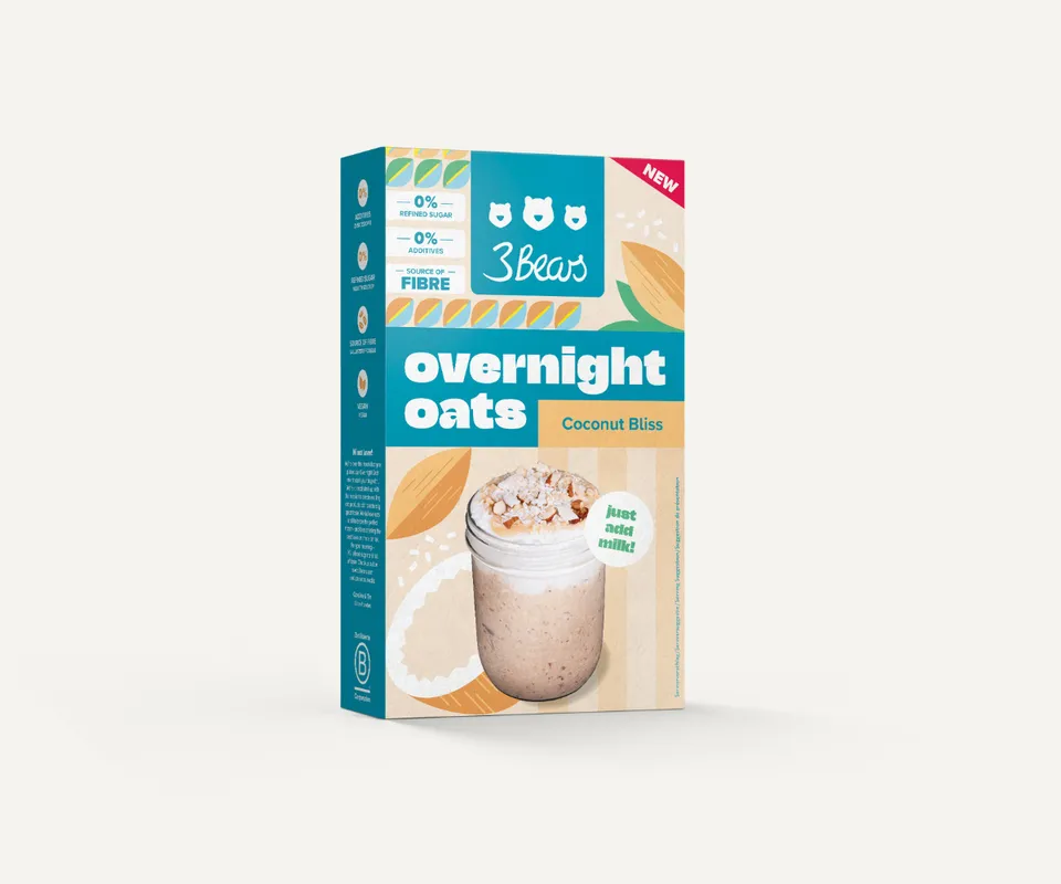 3bears-overnight-oats-coconut-bliss-400g-8-portionen image 1
