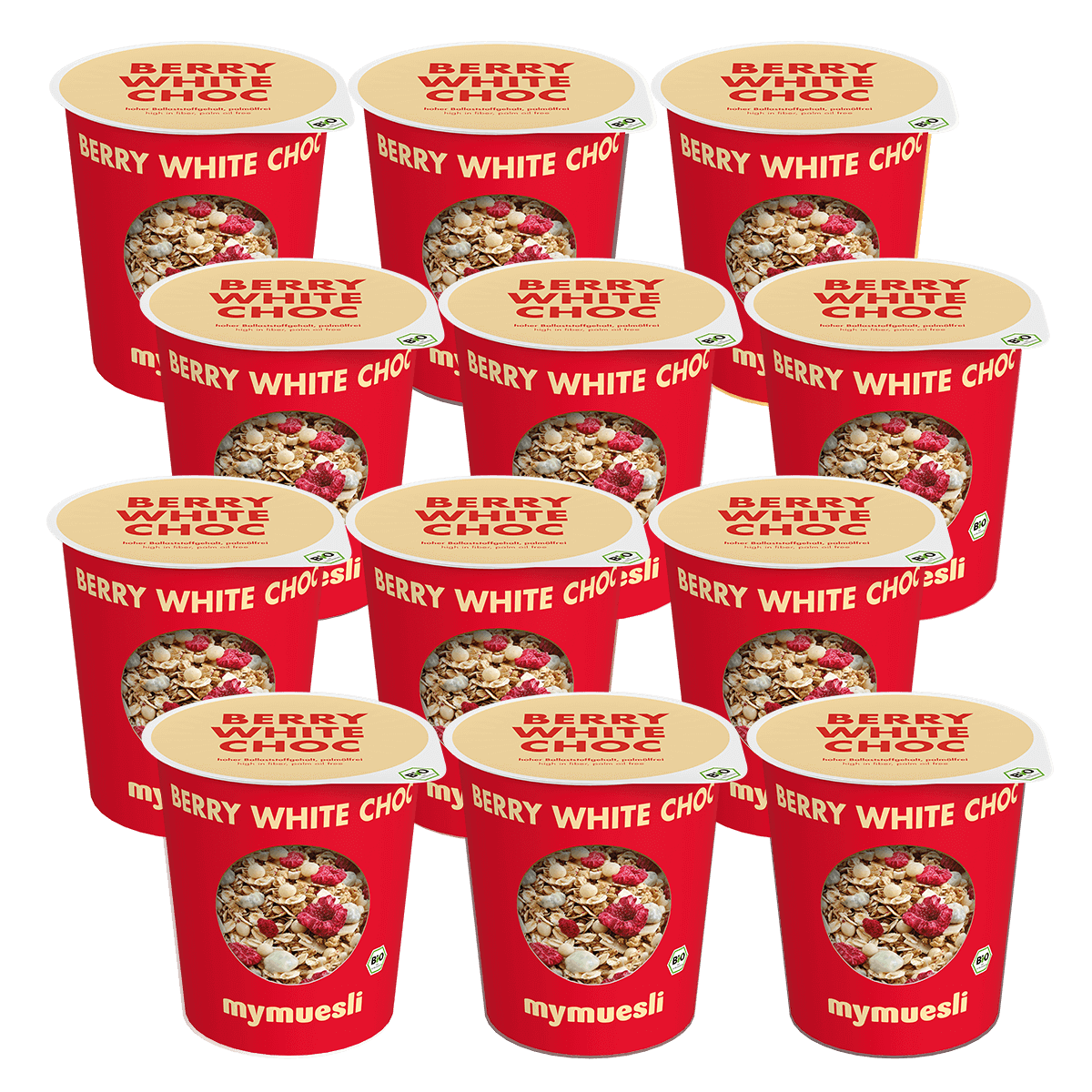 mymuesli-portionsbecher-berry-white-choc-12er-pack-bio-porridge-to-go image 1