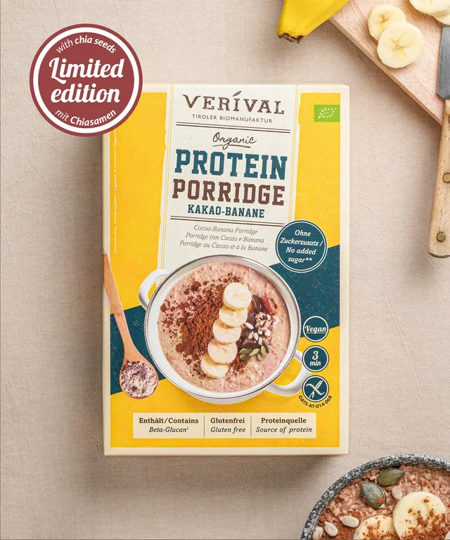verival-bio-protein-porridge-kakao-banane-mit-chiasamen-limited-edition image 1